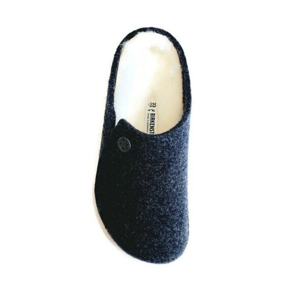 Birkenstock Zermatt Shearling Lined Slide Slippers Kids Size L2 EU33 Dark Blue - Picture 3 of 9